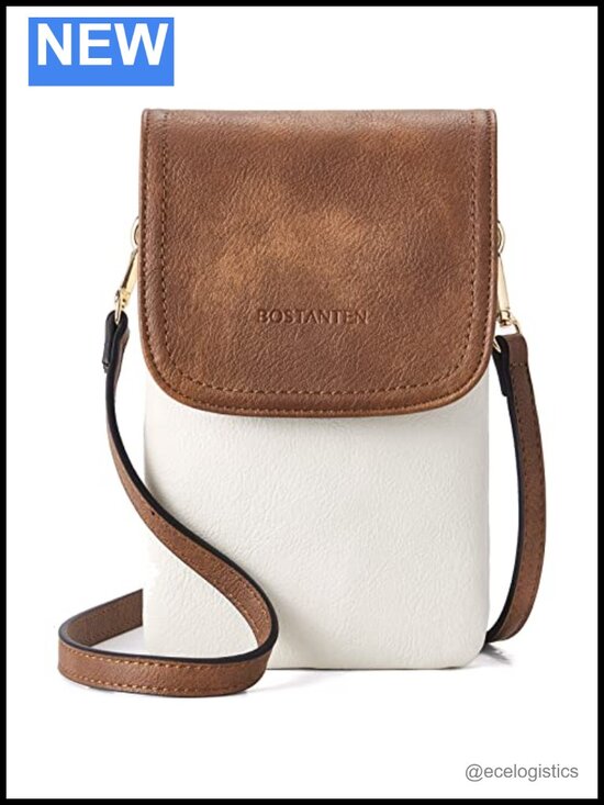 Handbags - Vegan Leather Crossbody Bag with Phone Pocket Adjustable Strap